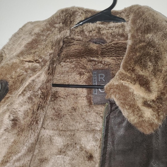 EUC Robert Comstock Expedition; Brown Leather Jacket w/ Tan Faux Fur Lining; XL - Picture 4 of 11